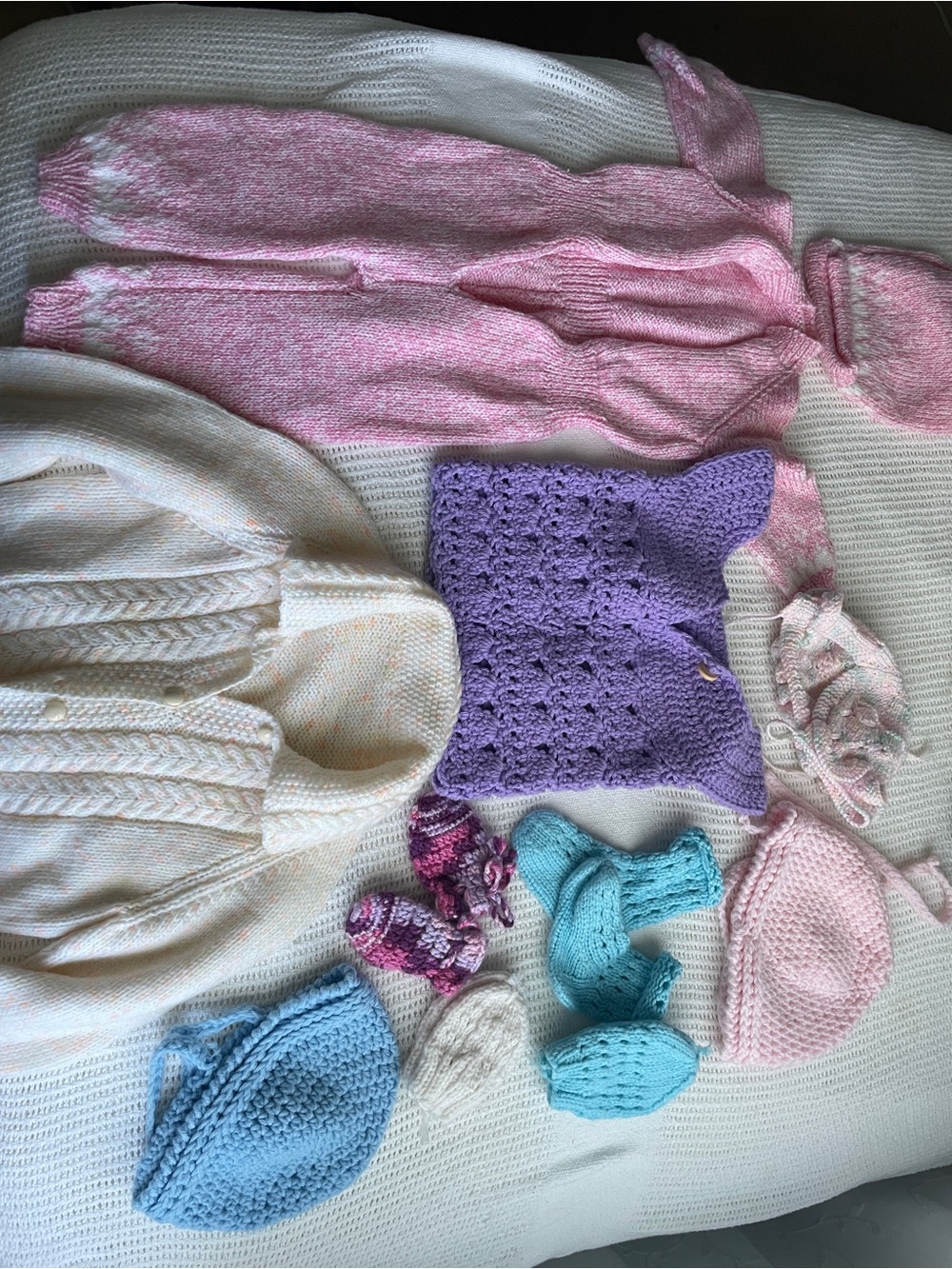 Handmade Pink Knit Baby Sweater Set
